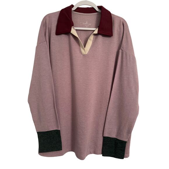 Cuddl Duds NWOT Comfortwear Soft Fleece Pullover Women's 1X Pink Lounge Comfy - Picture 1 of 7